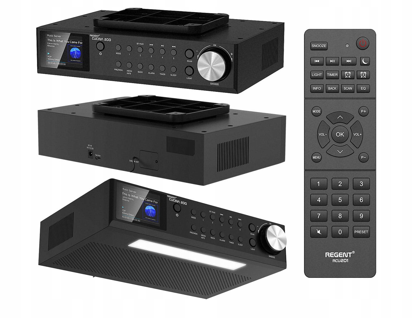 Radio kuchenne Ferguson Regent Cucina 200 czarne ekran LCD lampka kuchenna