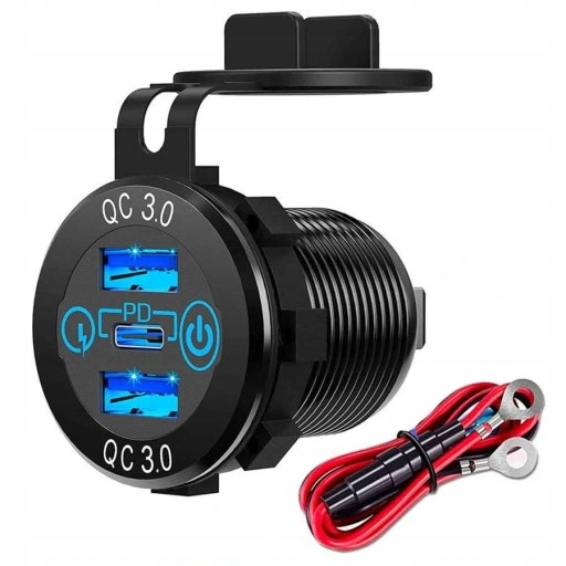ŁADOWARKA ZAPALNICZKI 2x USB QC 3.0 + USB-C PD 60W