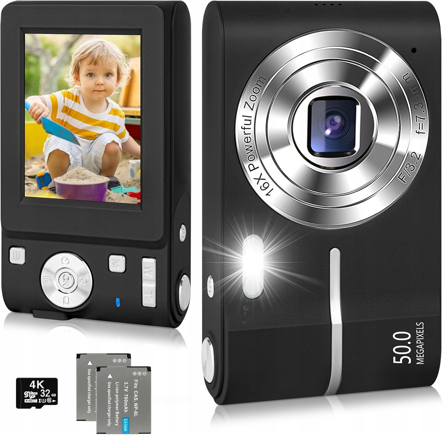 Digitální Fotoaparát 1080P S 50 Mp Zoomem 16X A Plnicí Lampou