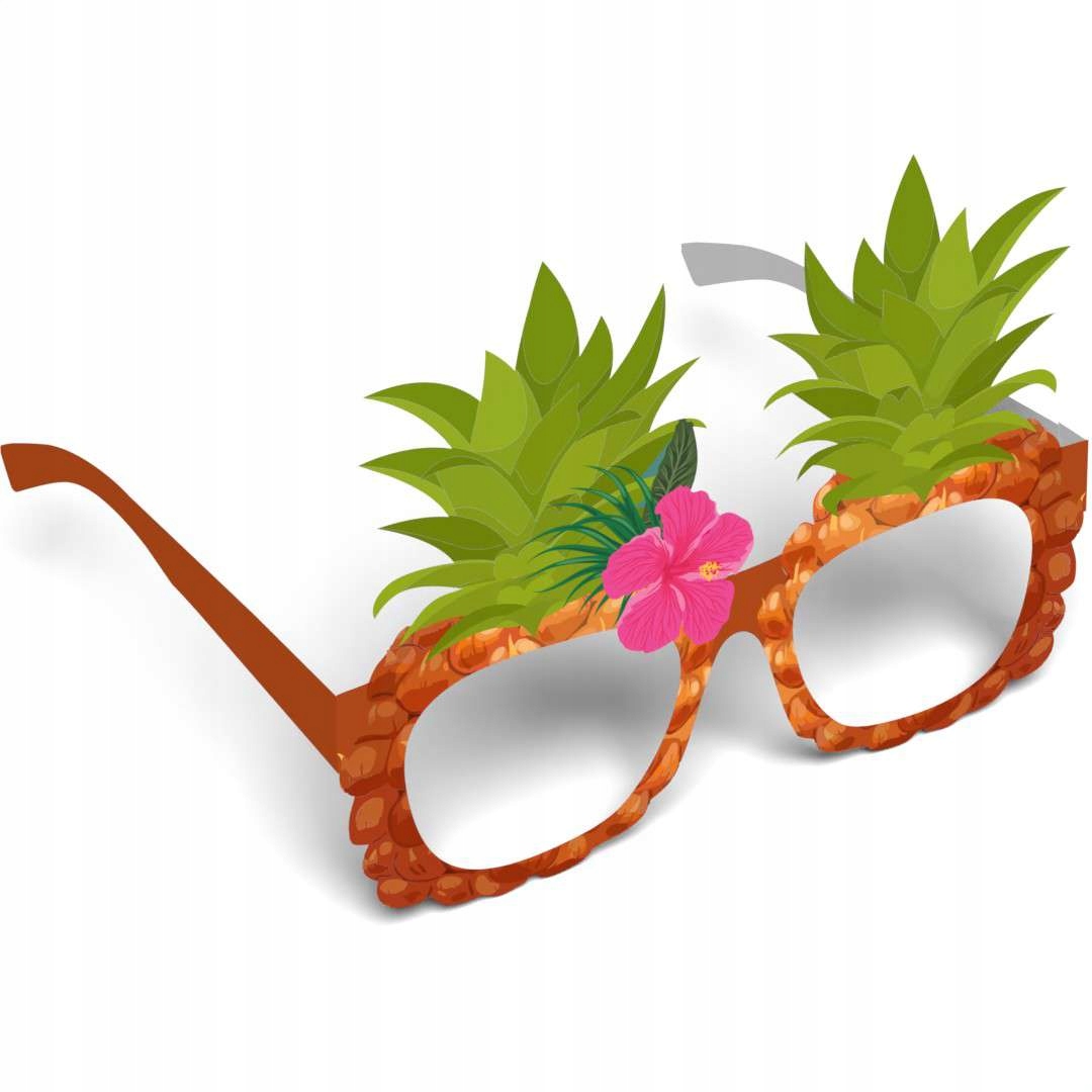 OKULARY papierowe HAWAJSKIE ANANASY aloha foto x6