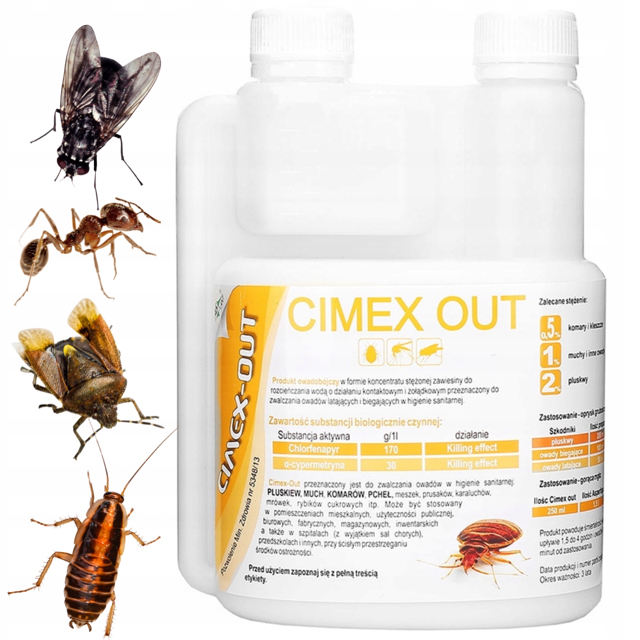 Płyn przeciwko karaluchom komarom mrówkom muchom pluskwom Cimex Out 500ml