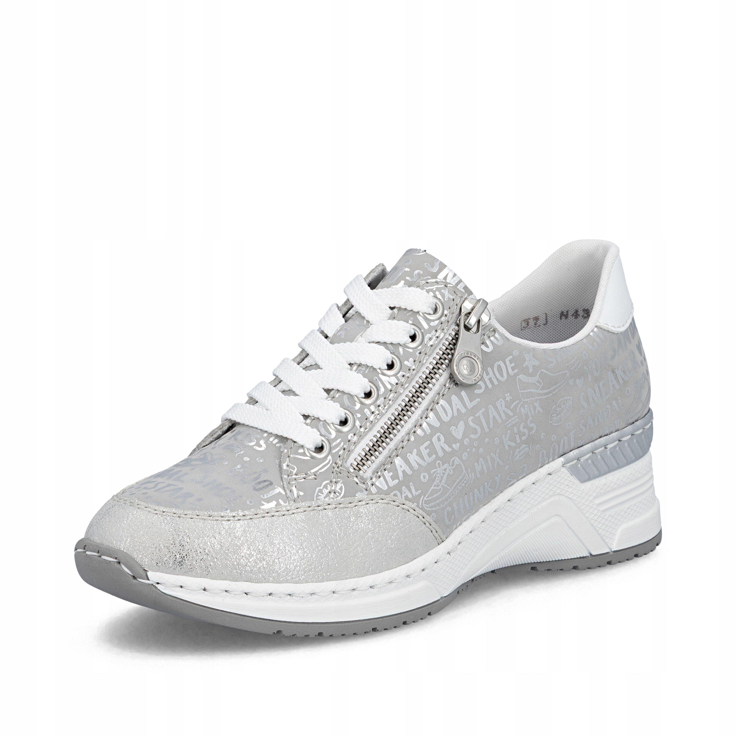 Rieker Antistress Tenisky Dámské Polobotky Koturn N4316-90 Stříbrné vel. 41