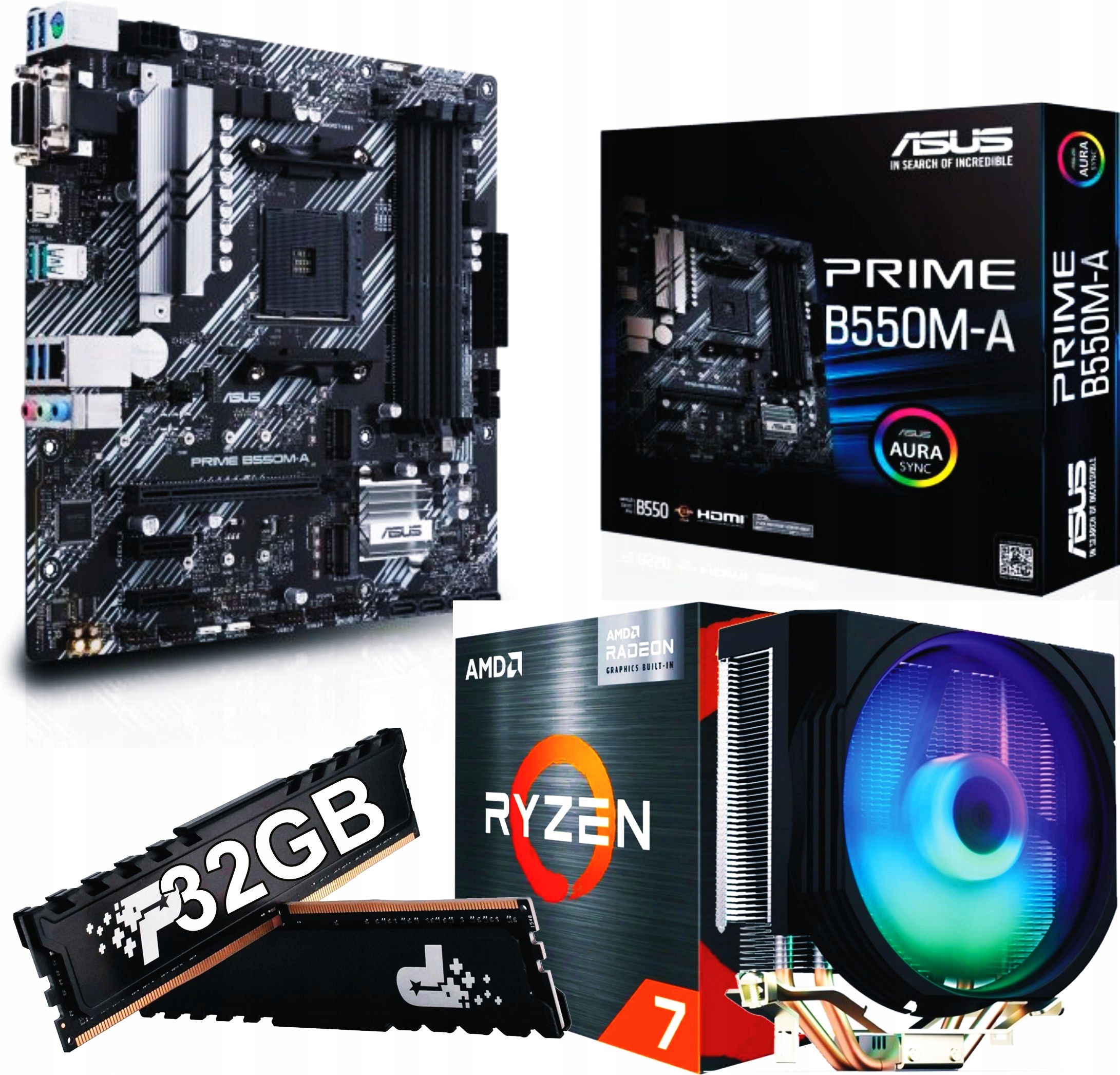 Sada Procesor Ryzen 7 5700X AM4 doska 32 Gb DDR4 Endorfy Sparatn Argb