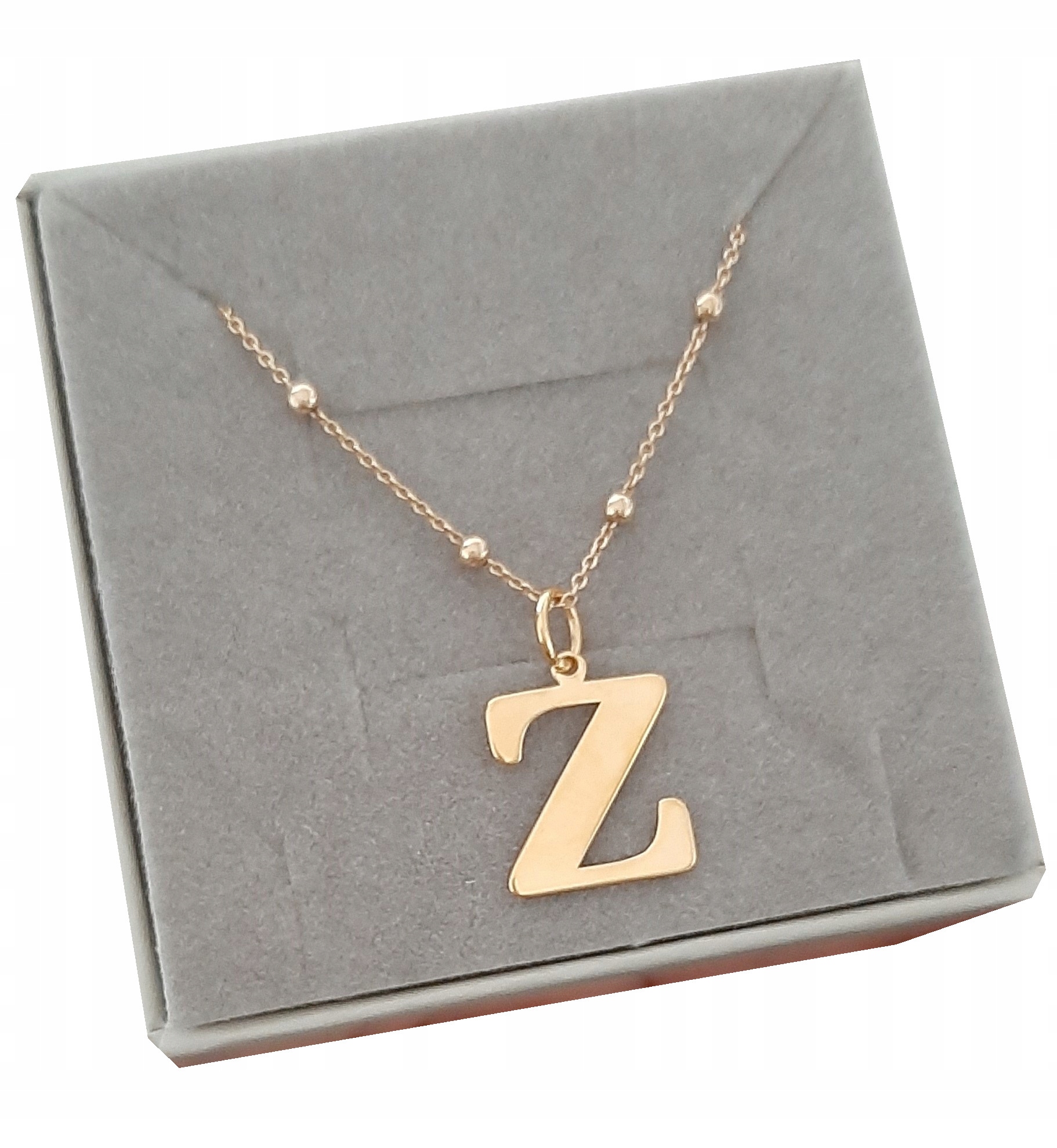 

Złoty łańcuszek kulkowy z dużą literką Z SREBRO925