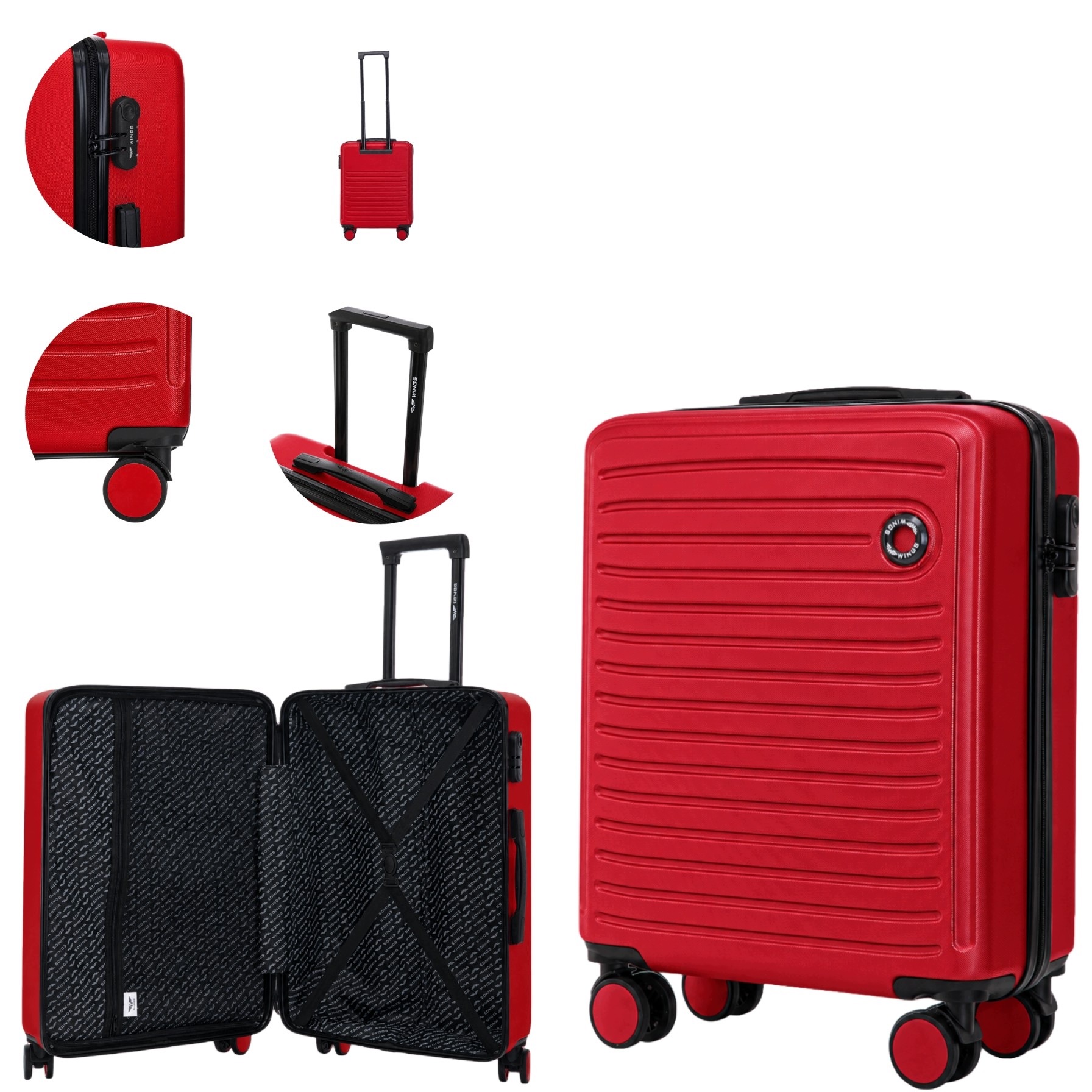 Walizka kabinowa Wings 38L Abs+ bagaż podręczny 55x40x20 kółka 360