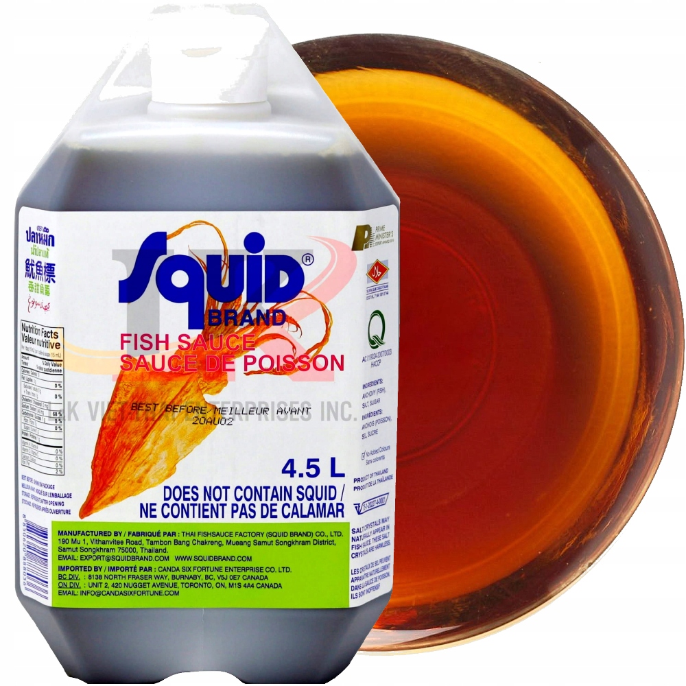 Levně Thajská Omáčka s ančovičkami Ryby Slaný Příchuť Fish Sauce 4500 ml 4,5 litrů Squid