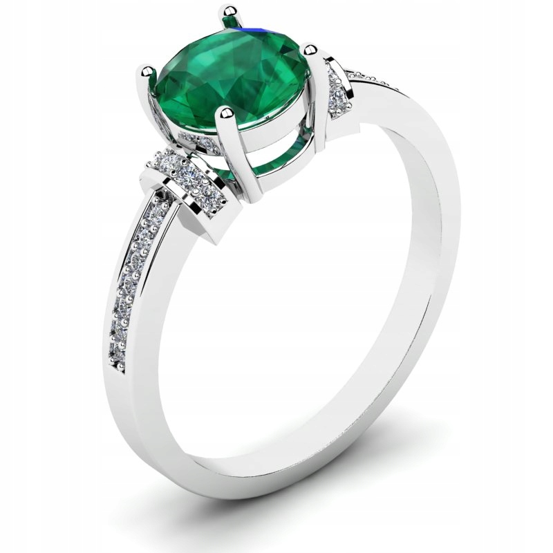 

Pierścionek Z Białego Złota Z Zieloną Cyrkonią