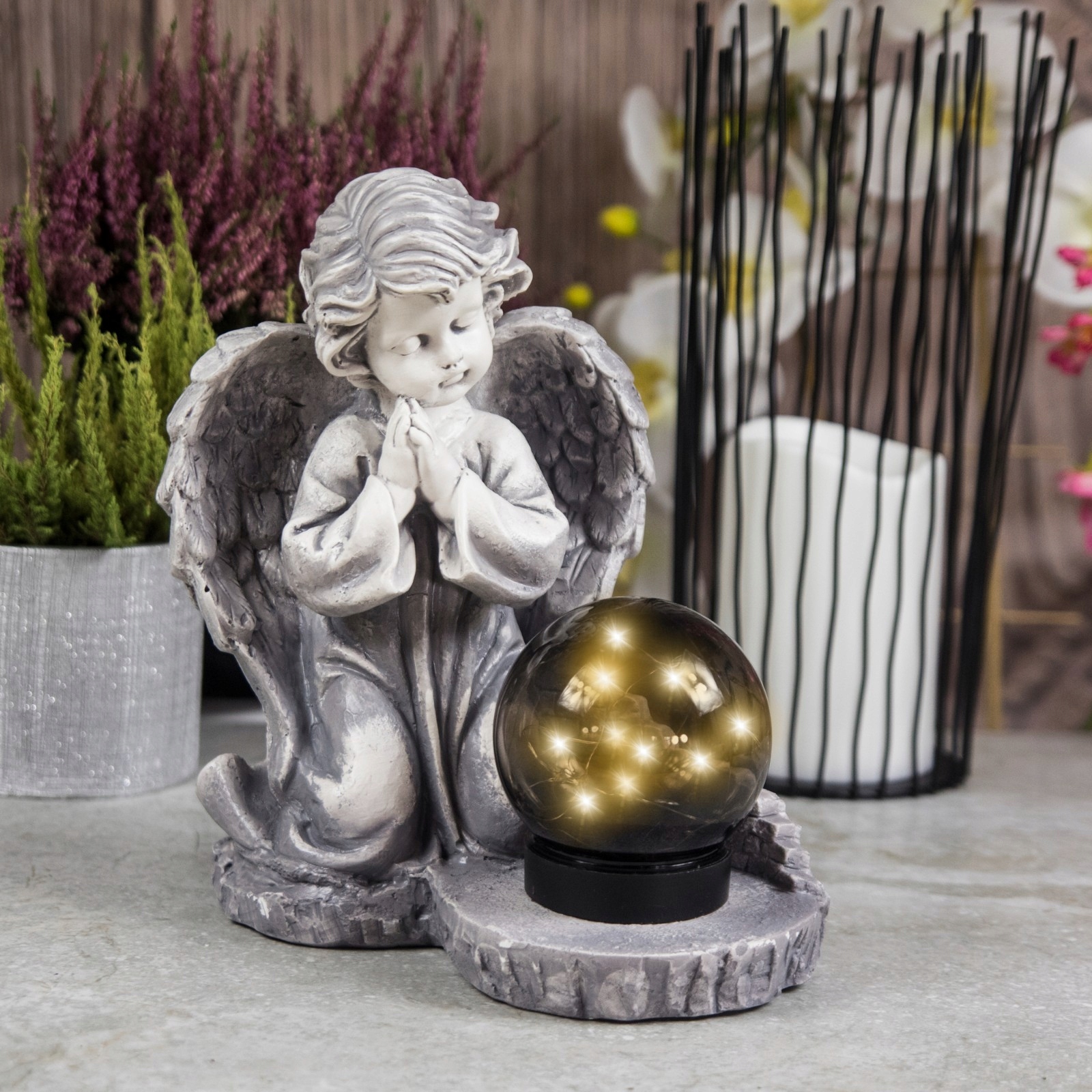 ZNICZ GIPSOWA FIGURKA NAGROBNA LAMPA SOLARNA LED Marka Decortrend