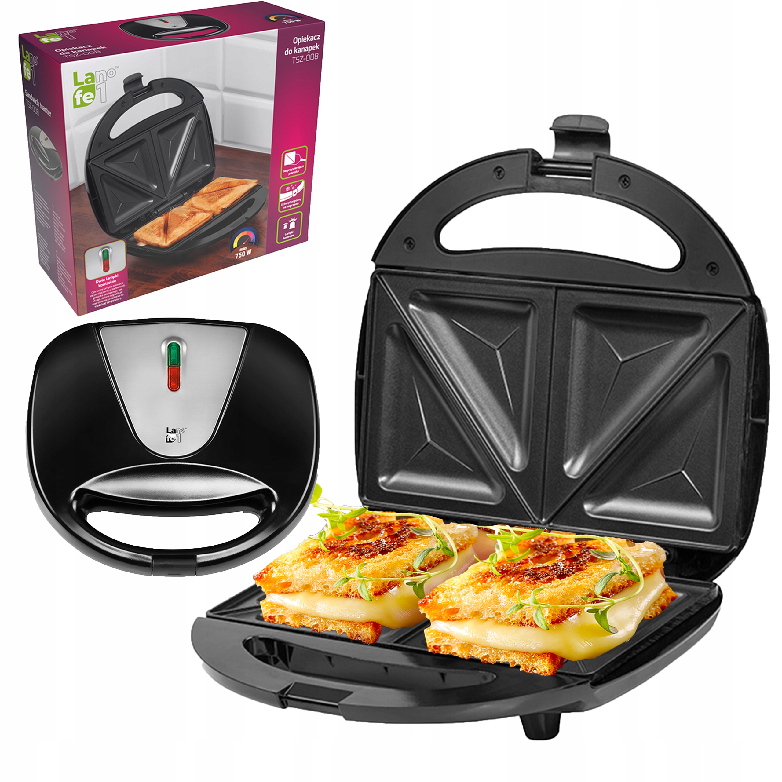

Toster Opiekacz Do Kanapek Tostów Sandwich XXL Moc