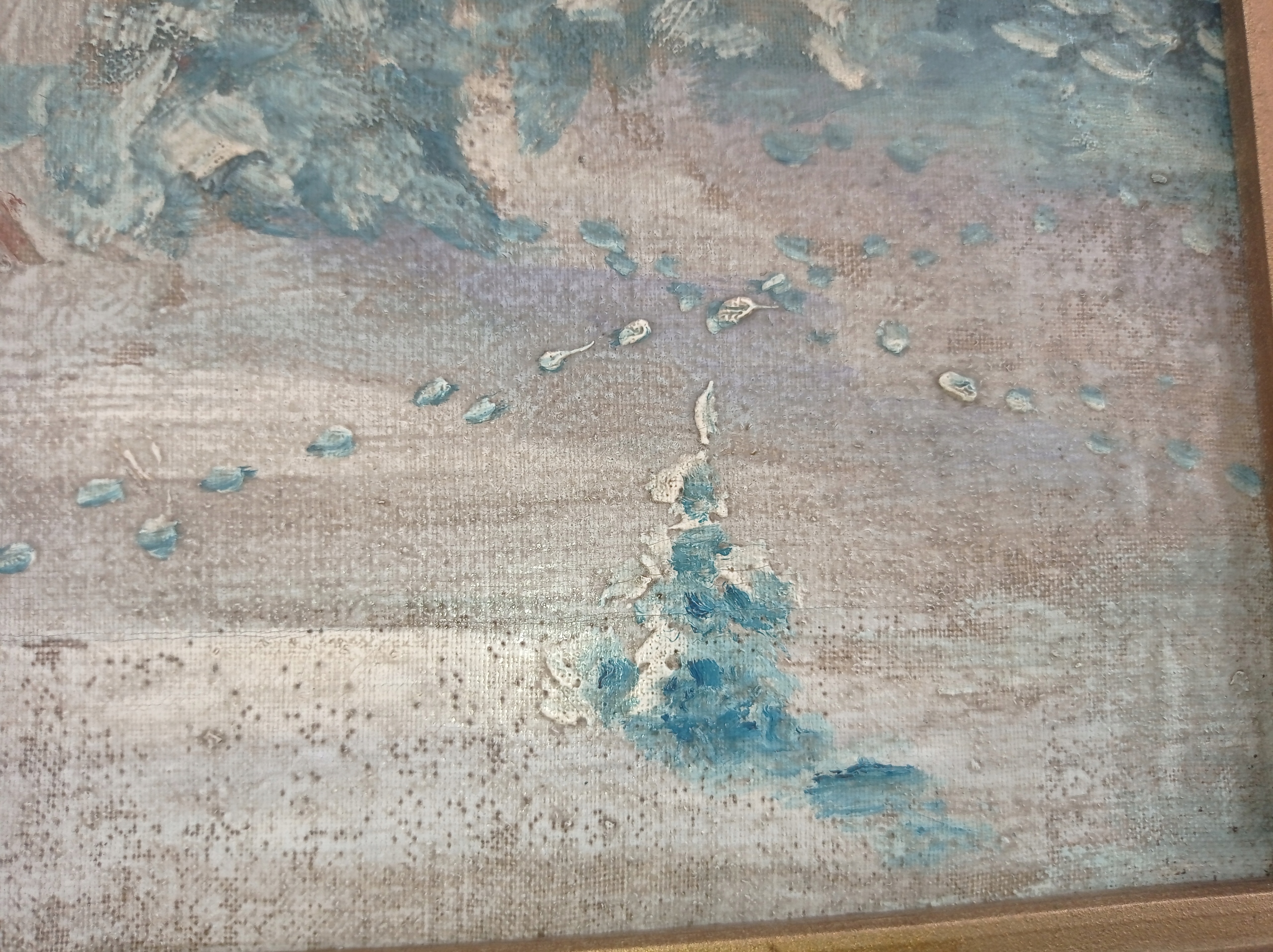 STARY OBRAZ OLEJNY -ZIMA -SARNY Rodzaj podłoża na płótnie