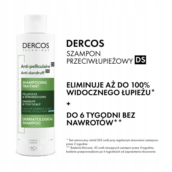Vichy Dercos, szampon przeciwłupieżowy, włosy tłuste, 390 ml