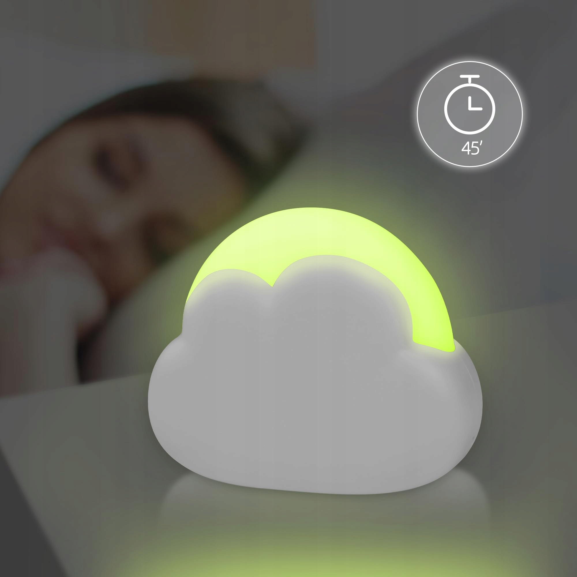 ANNMORE Lampka Nocna Chmurka LED Dla Dzieci Zmiana Kolorów Timer Przenośna — miniatura 5