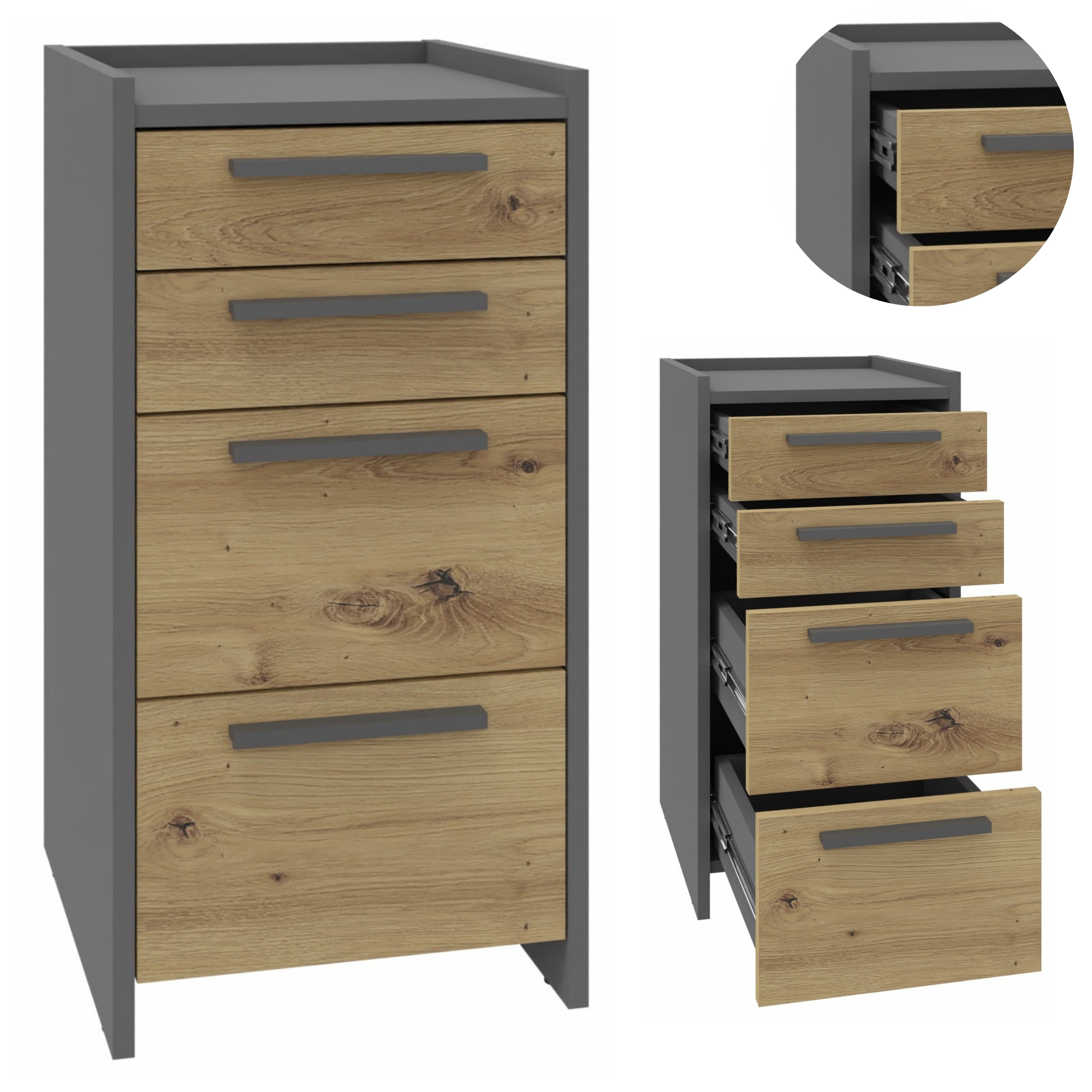 Komoda Altivo 2SW2SN artisan antracit, velká skříňka, regál na oblečení, hračky