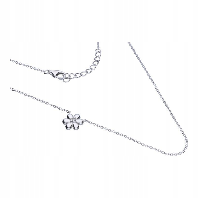 Náhrdelník ze stříbra 925, kytička se zirkonem, elegantní jako dárek pro ni