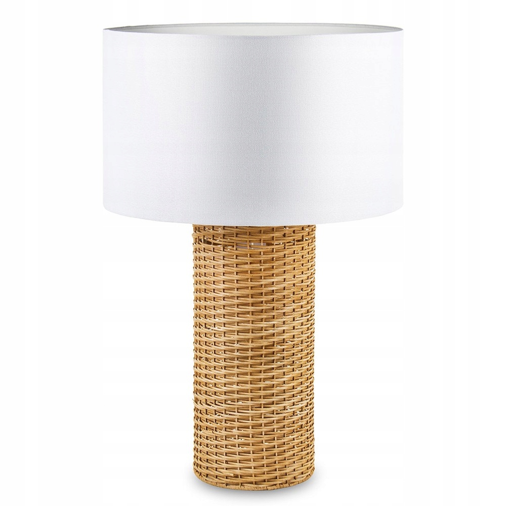 DUŻA LAMPA STOŁOWA BRĄZOWA 70cm BIAŁY KLOSZ BOHO