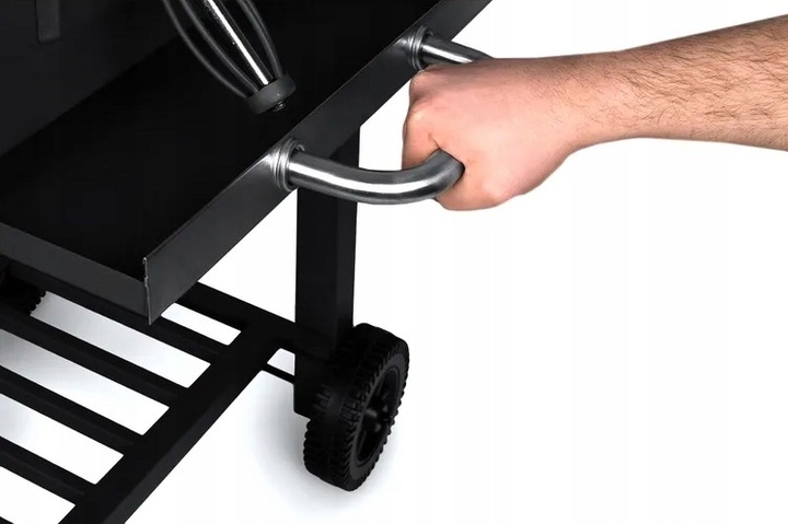 PROFESJONALNY GRILL OGRODOWY WĘGLOWY + PÓŁKI + POPIELNIK + POKRYWA + RUSZT Głębokość grilla 52 cm