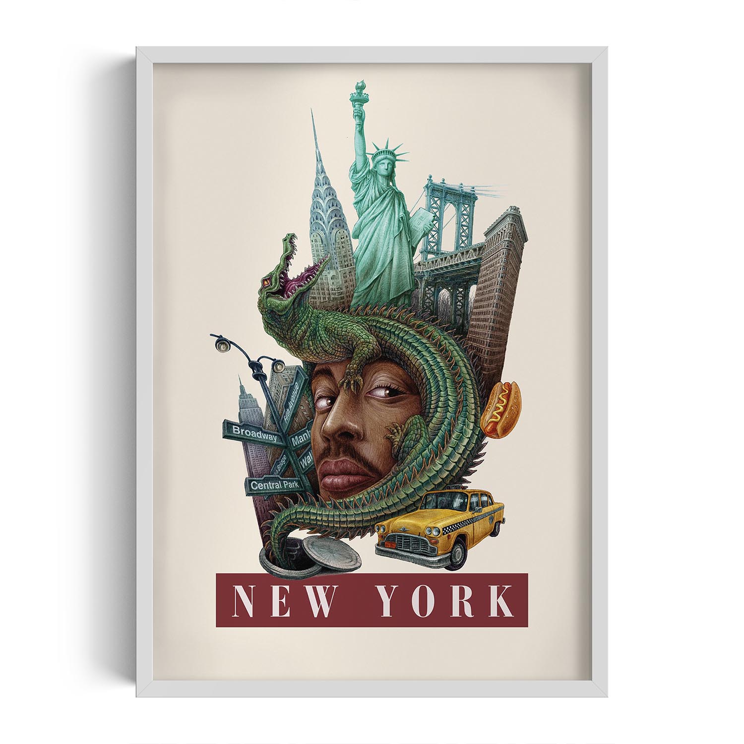 Nástěnný obraz s rámem Rozměr 50x70 New York: Socha svobody Brooklyn Bridge