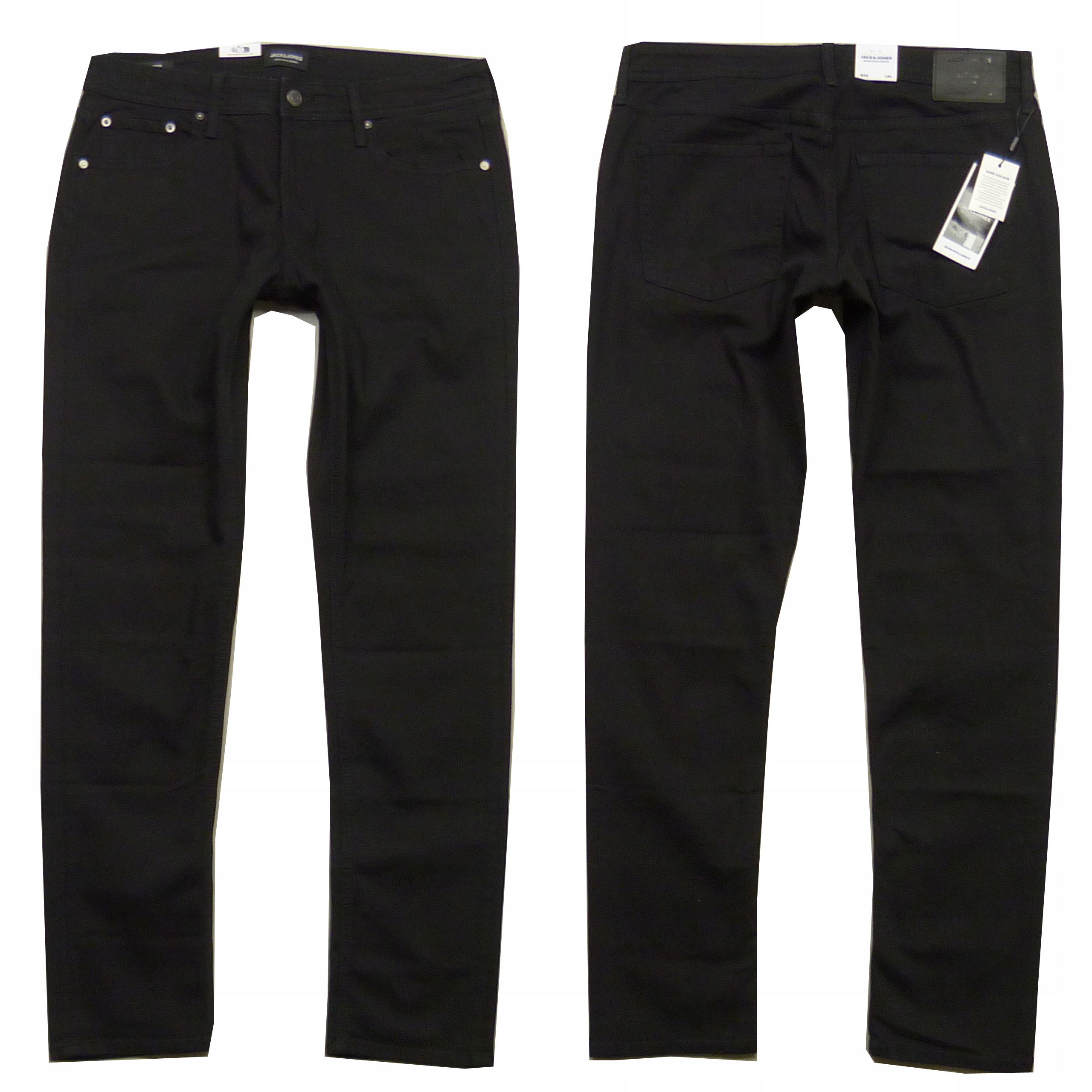 Jack&Jones Slim Glenn nowe czarne męskie jeansy spodnie W33 L34 33/34