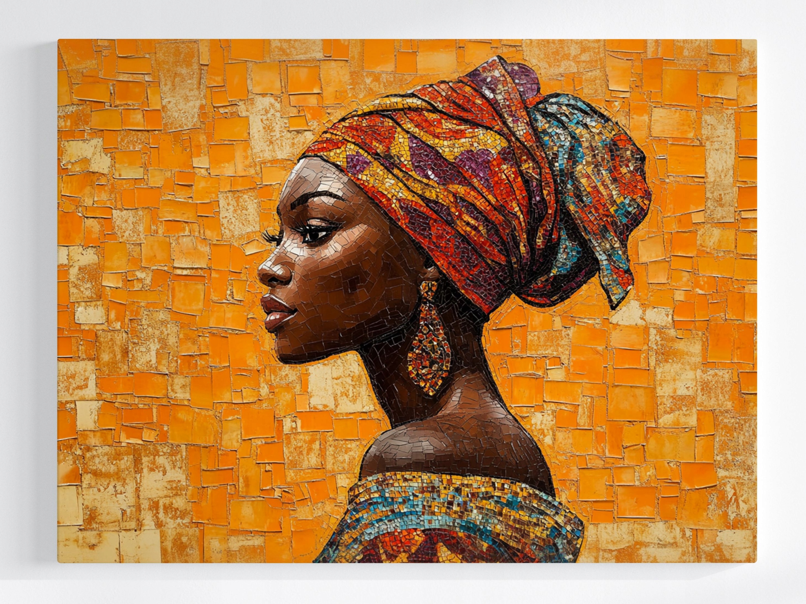 Obraz Na Plátně Canvas Portrét Profil Žena Afričanka Mozaika 100x75