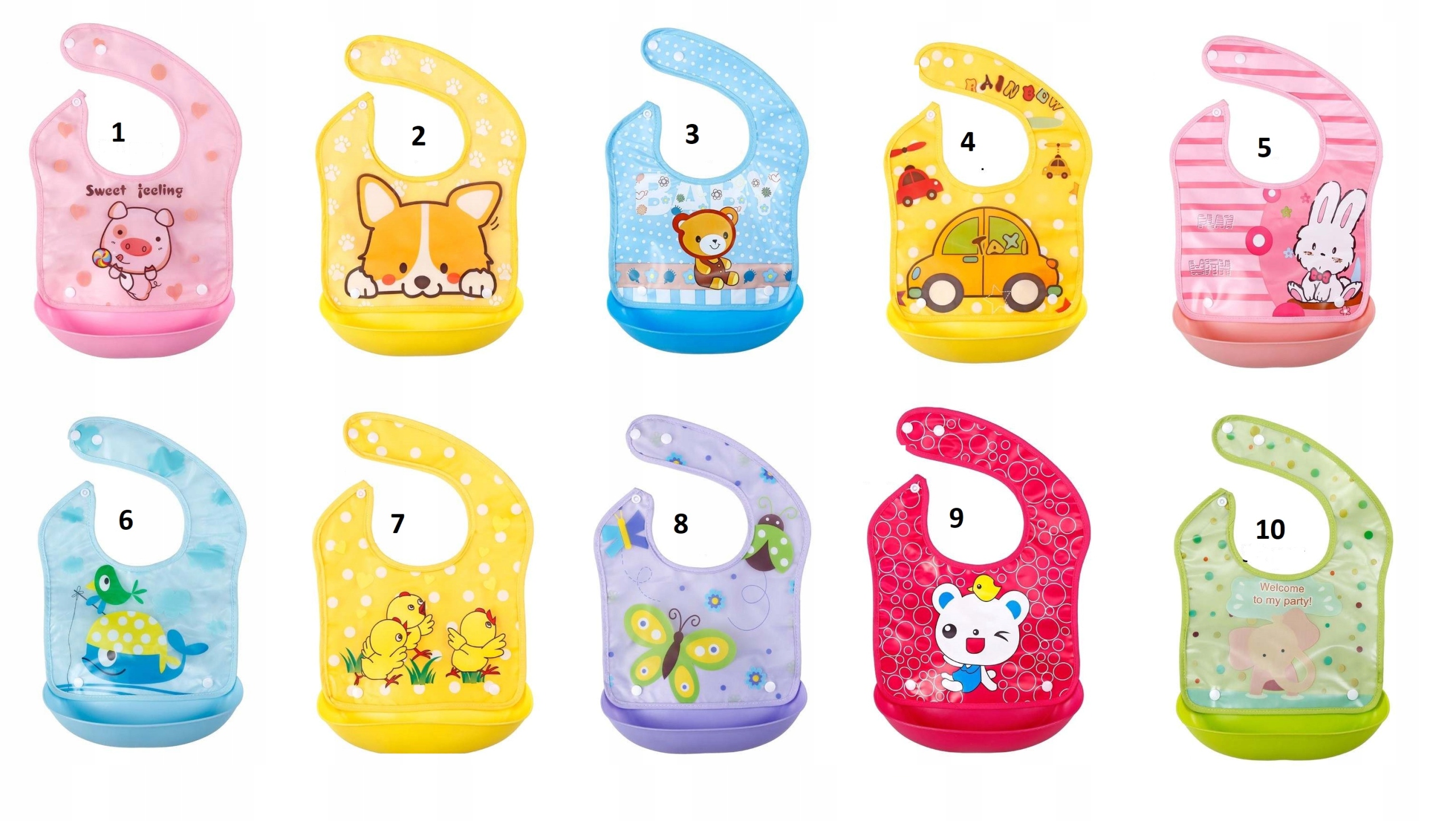 ŚLINIAKI WODOODPORNE Z ODPINANĄ MISECZKĄ