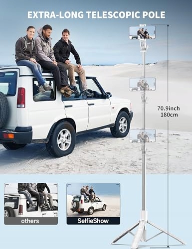 SELFIE STICK 180CM Z Pilotem Bezprzewodowym Do iPhone Samsung Huawei — miniatura 2