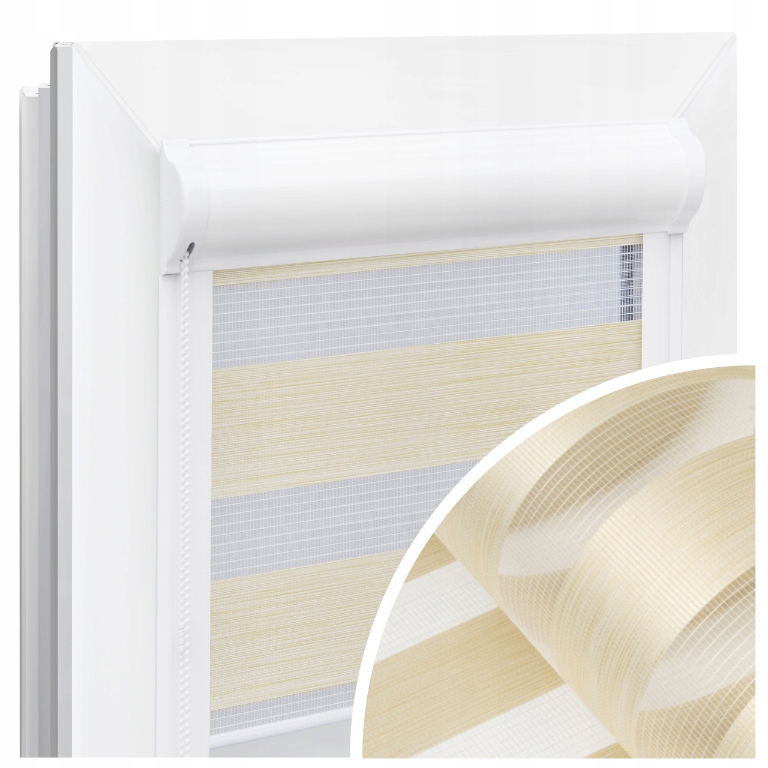 Roleta Deň Noc v kazete s vodiacimi lištami 150 x 150 cm Béžová Vnútorná