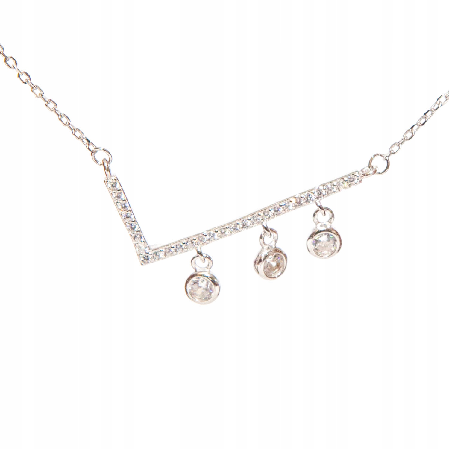 Stříbrný náhrdelník s závěsnými zirkony