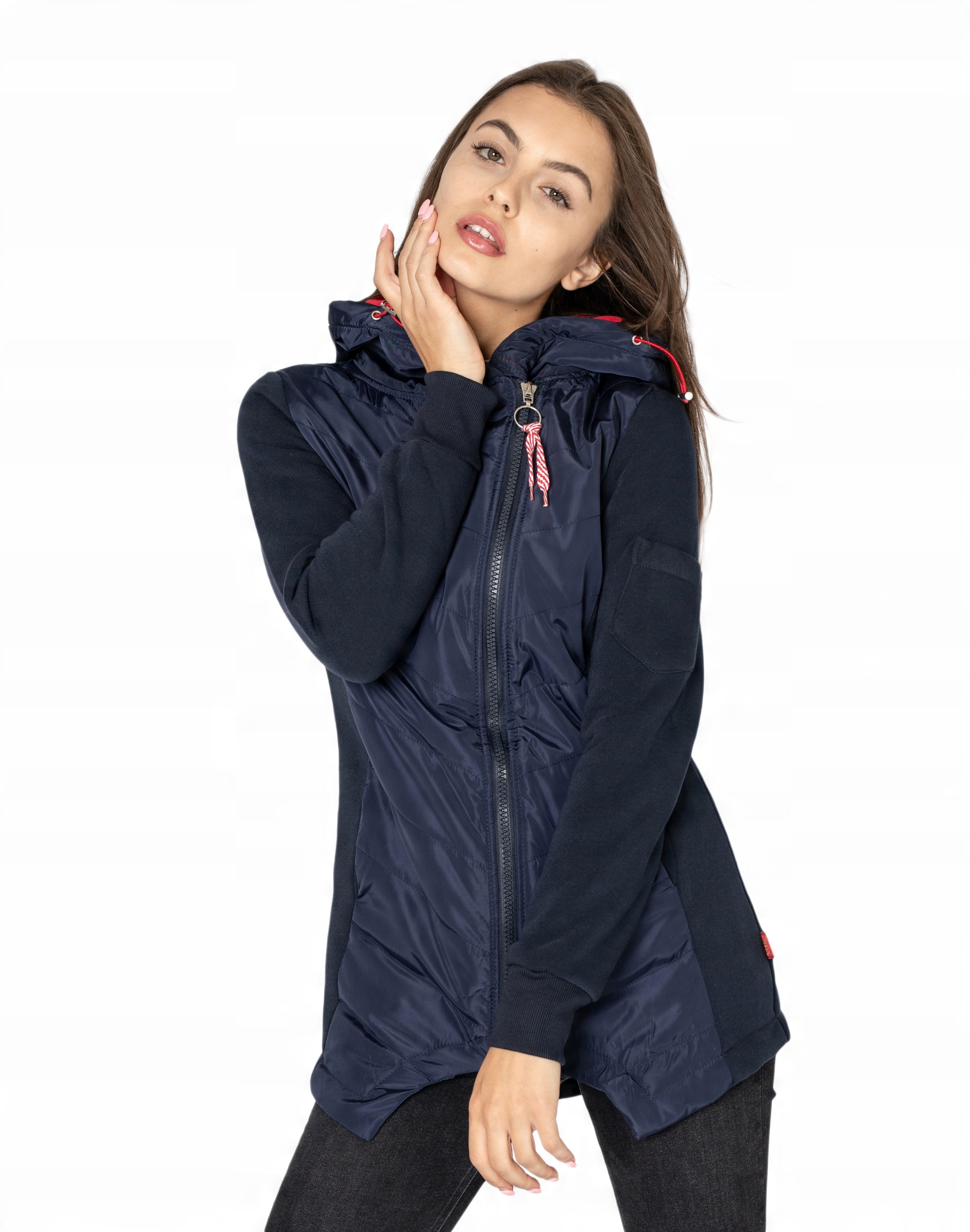 

Kurtka Długa Bluza Damska Kaptur Polar 530-03 r S