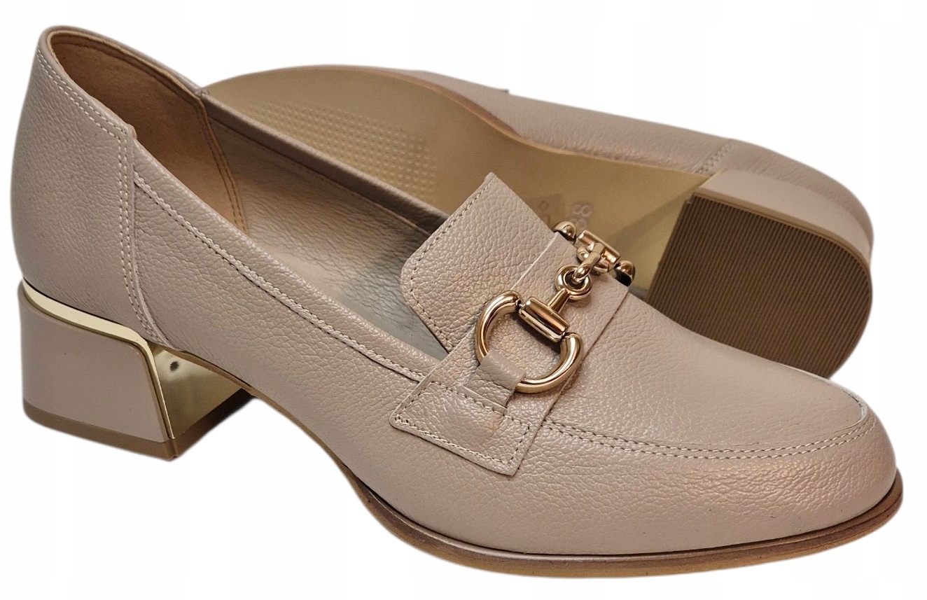 Gamis 7647/G88 Elegantní polobotky béžové na klínku, kůže, velikost vel