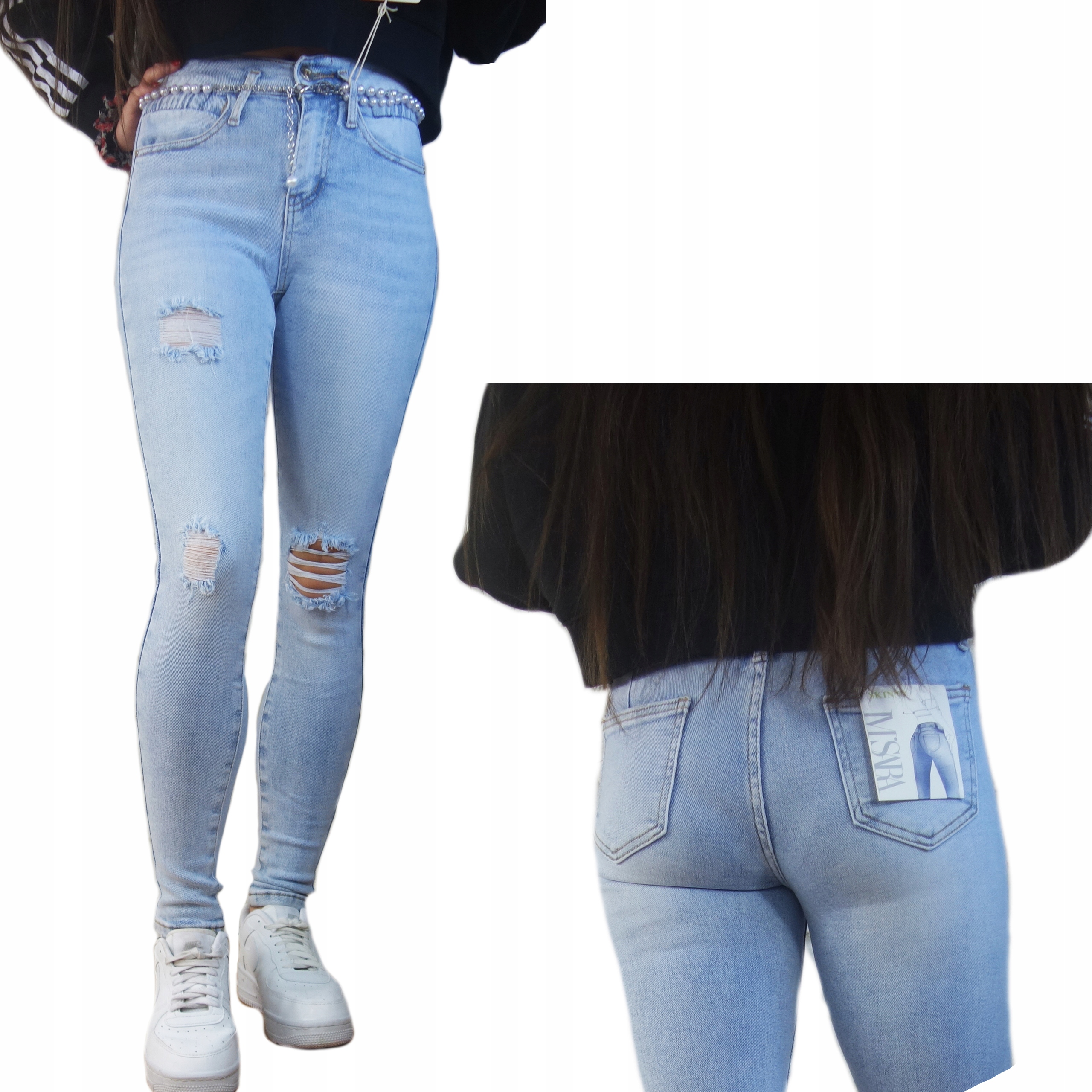 

Spodnie Jeans Damskie Rurki Push Up