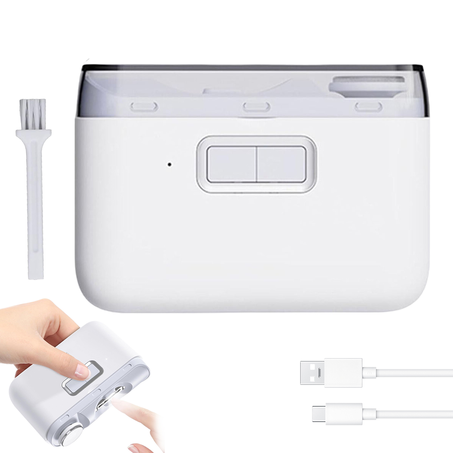 Zastřihovač Nehtů Elektrický Manikúrní Usb Přenosný Bílý S Led