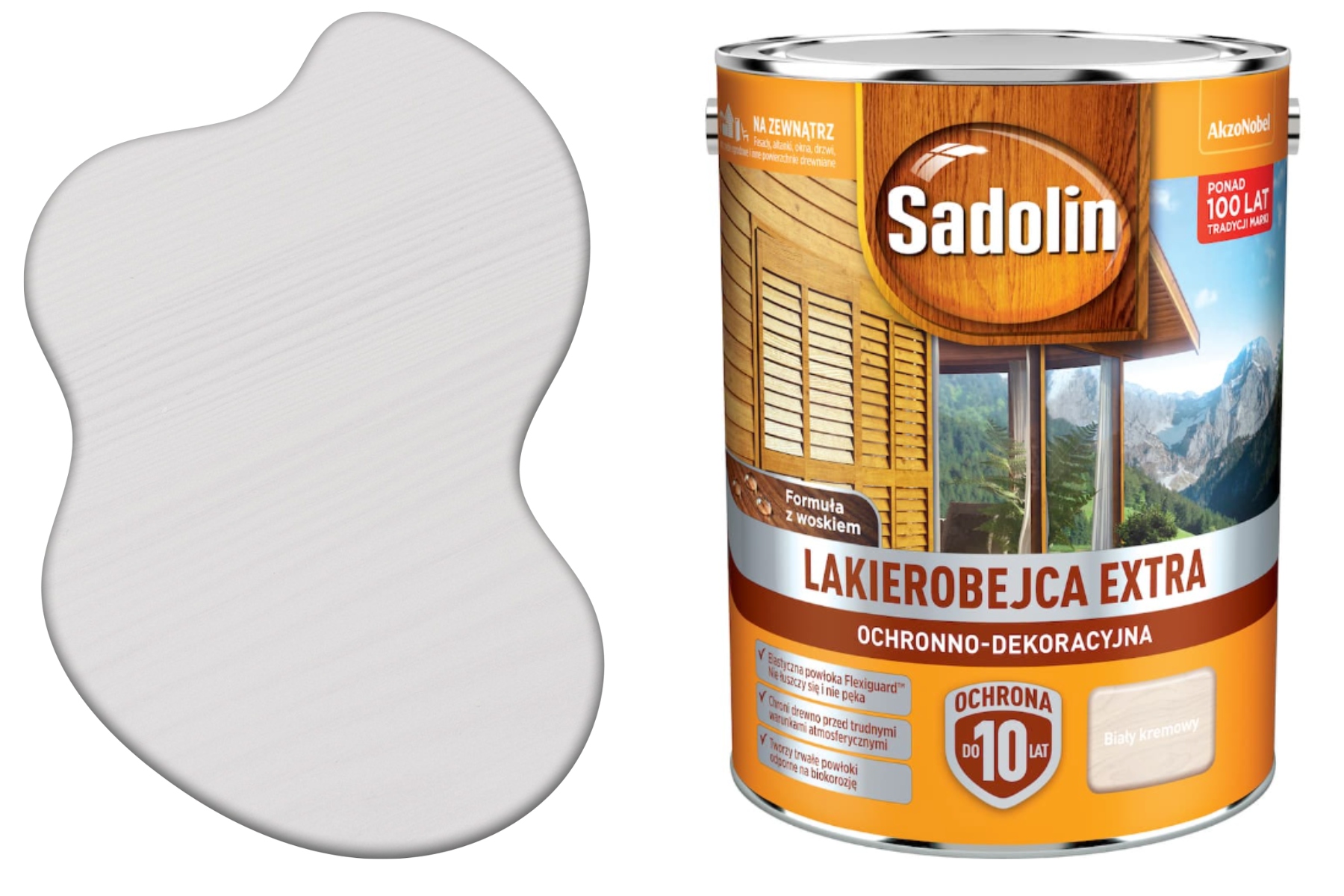 Sadolin Wydajna Lakierobejca Lazura Do Drewna Extra Biały kremowy 5L