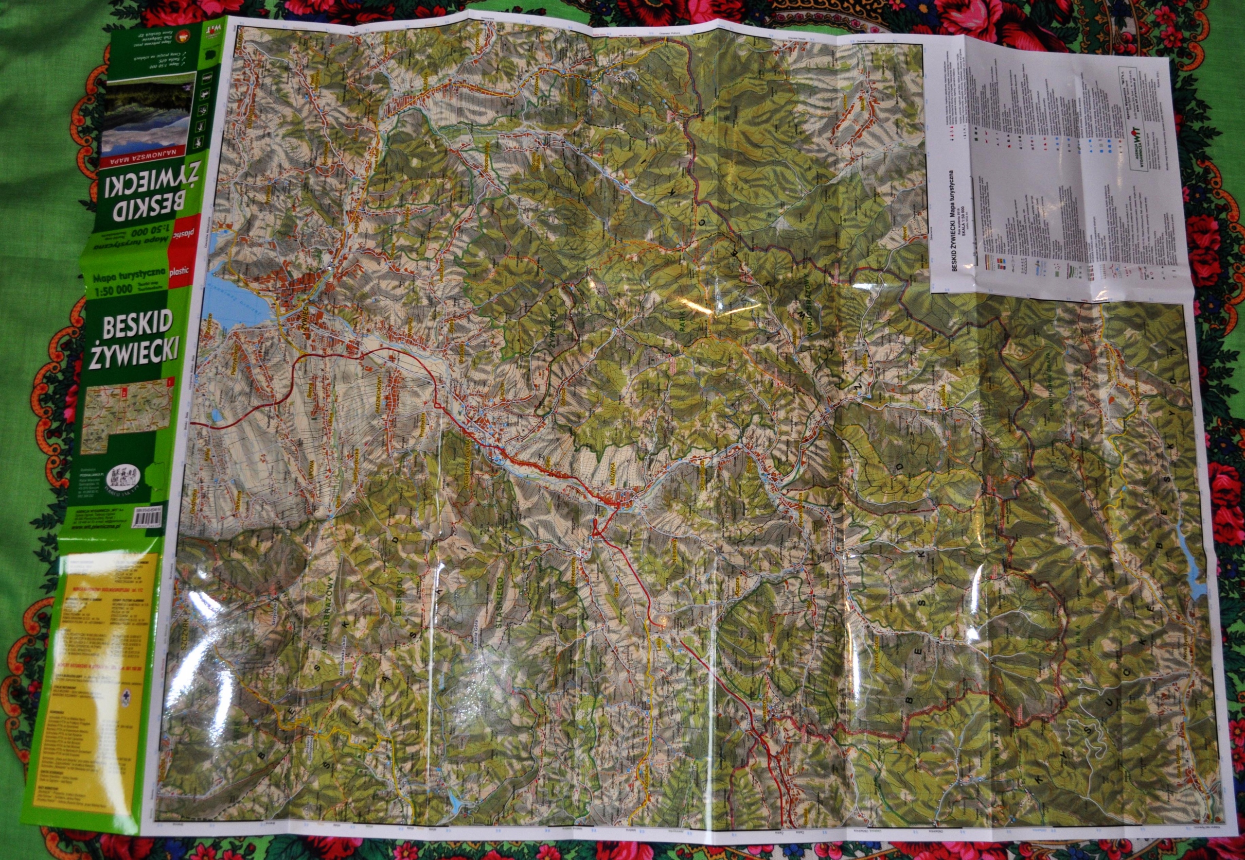 Beskid Żywiecki mapa laminowana Zawoja Rajcza Okładka laminowana
