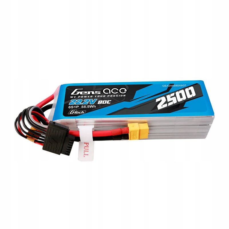Akumulator Gens ace G-Tech 2500mAh 22.2V 80C 6S1P Lipo z konektorem XT60 pl