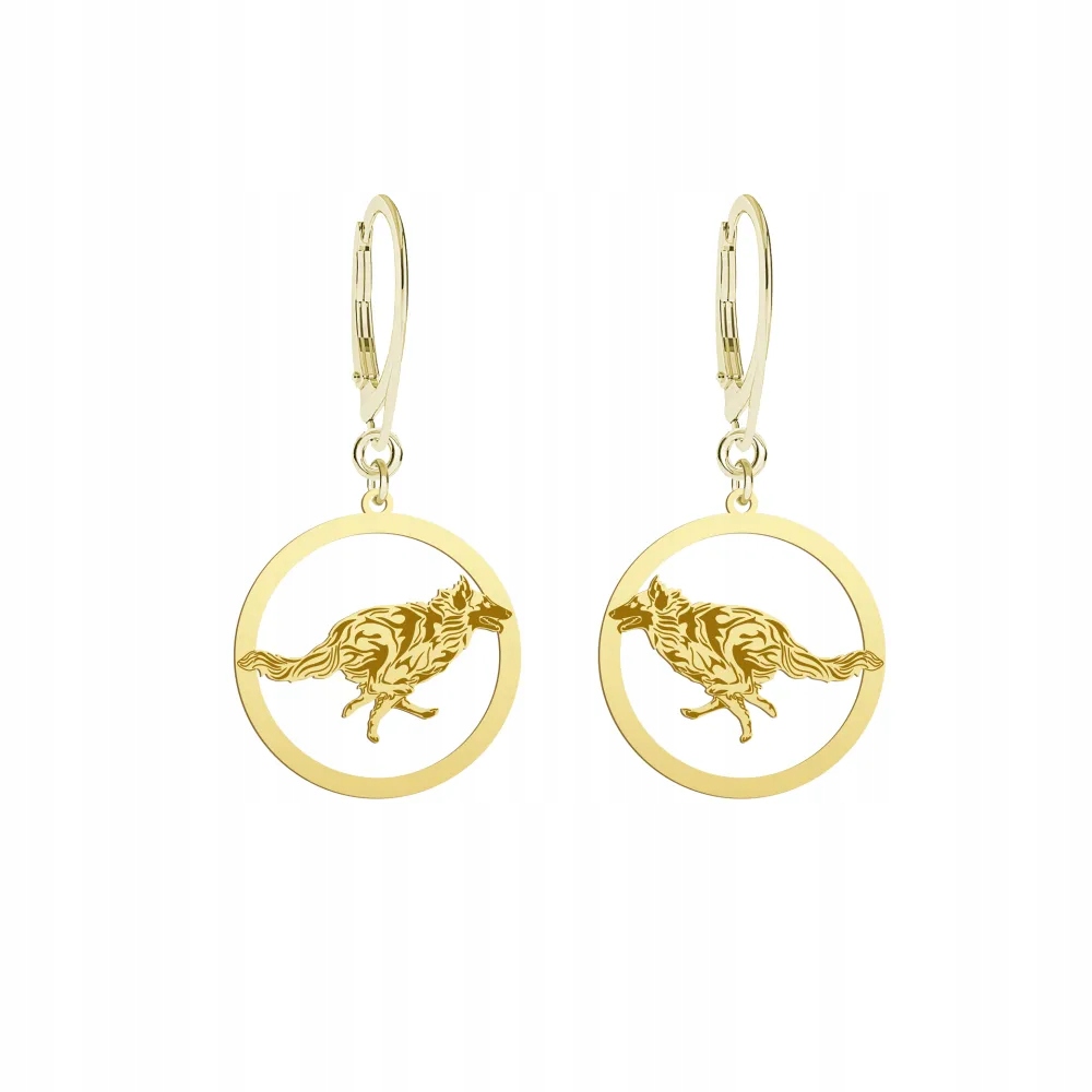 Náušnice Zlaté se psem Ovčáček Tervueren Stříbro 925 Dárek Žena Gravírování