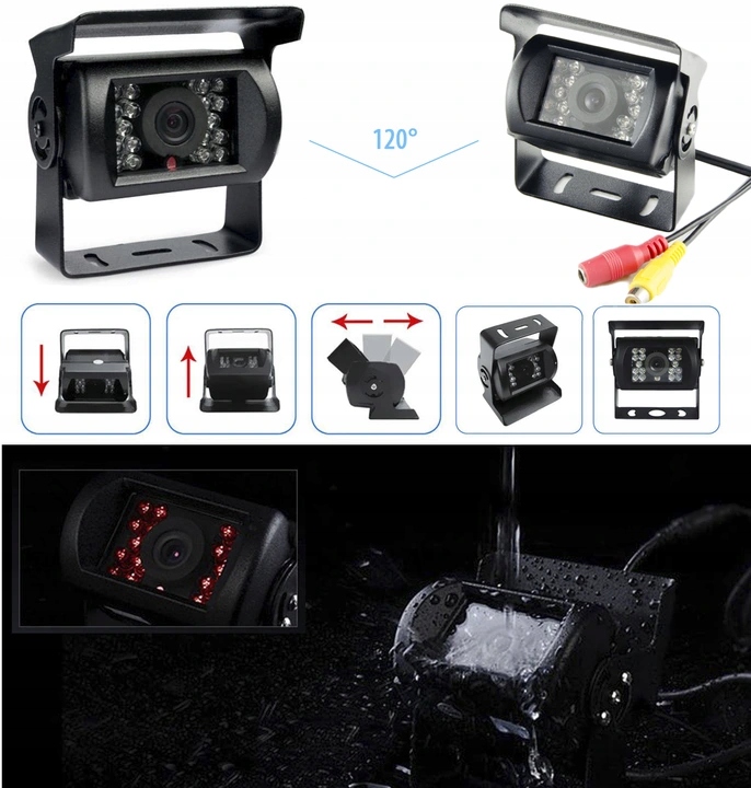 2X KAMERA COFANIA MONITOR TIR KOMBAJN BUS TRAKTOR LCD Display screen