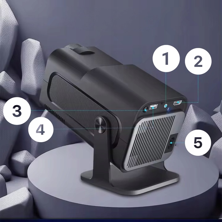 Projektor Rzutnik Android TV WiFi Bluetooth 4K Full HD Przenośny Obrotowy Wbudowane głośniki tak