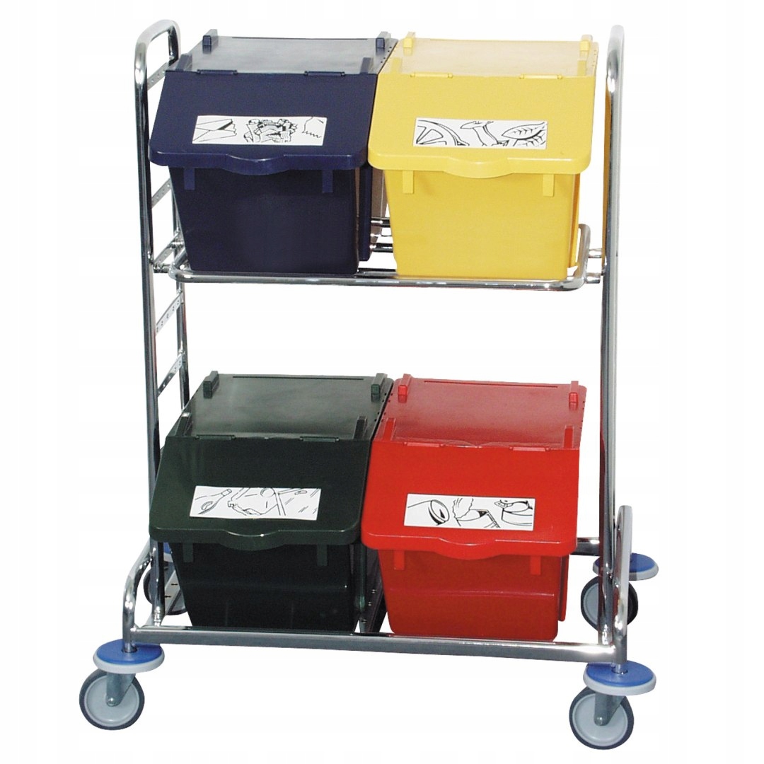 Pojemnik do sortowania odpadów piętrowy - niebieski 45L Pojemność pojedynczego kosza 45 l