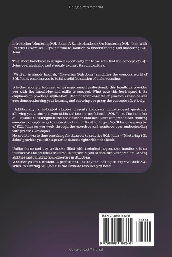 Wade, Dane Mastering SQL Joins: A Quick Handbook On Mastering SQL Joins Wit Język publikacji angielski