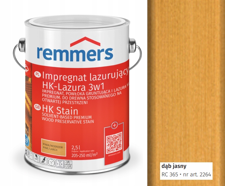 Impregnat lazurujący do drewna HK-Lasura 3w1 Remmers 2,5 l Dąb jasny