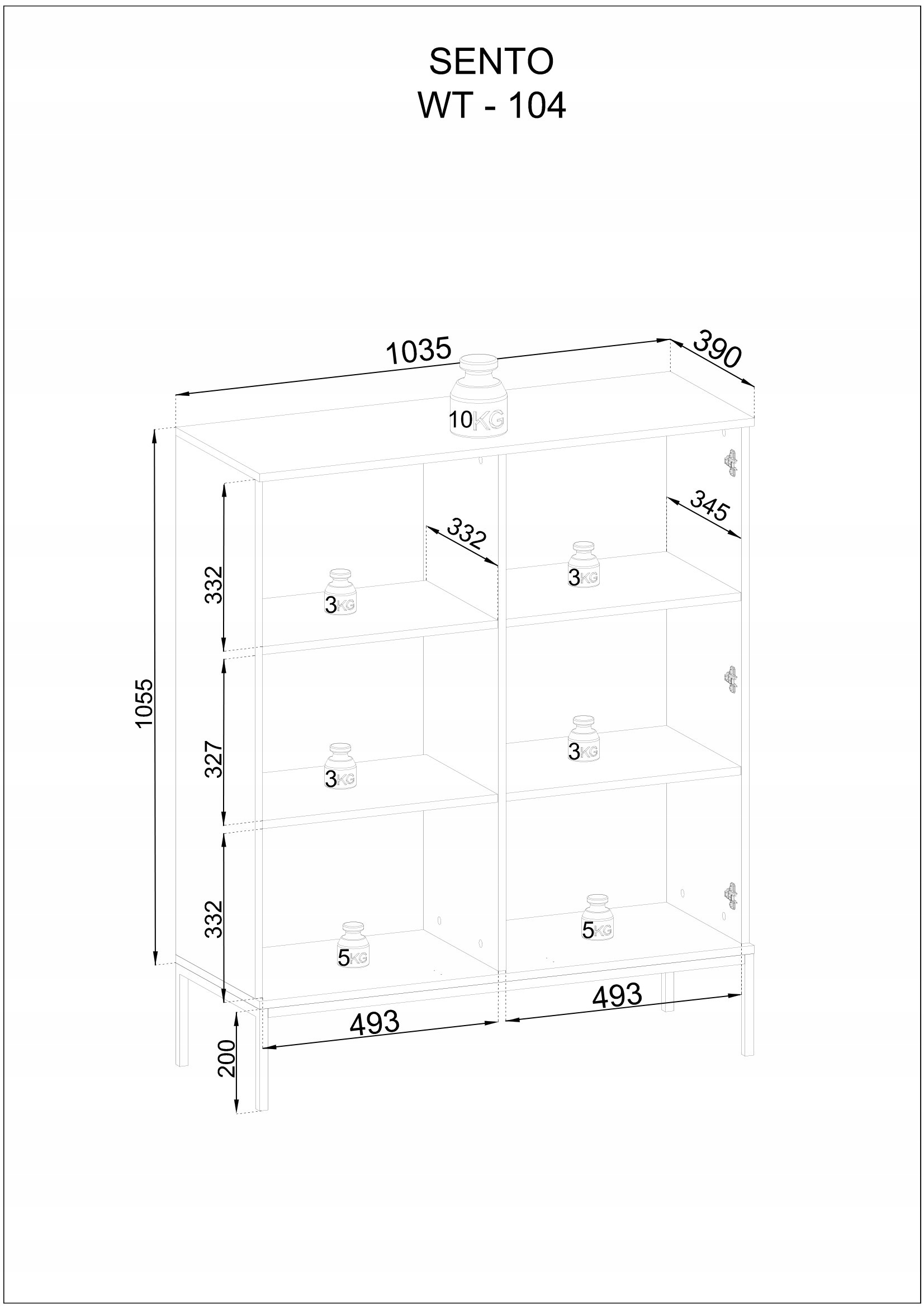 WITRYNA KOMODA WT104 czarny / dąb wotan + LED Marka Pro-S
