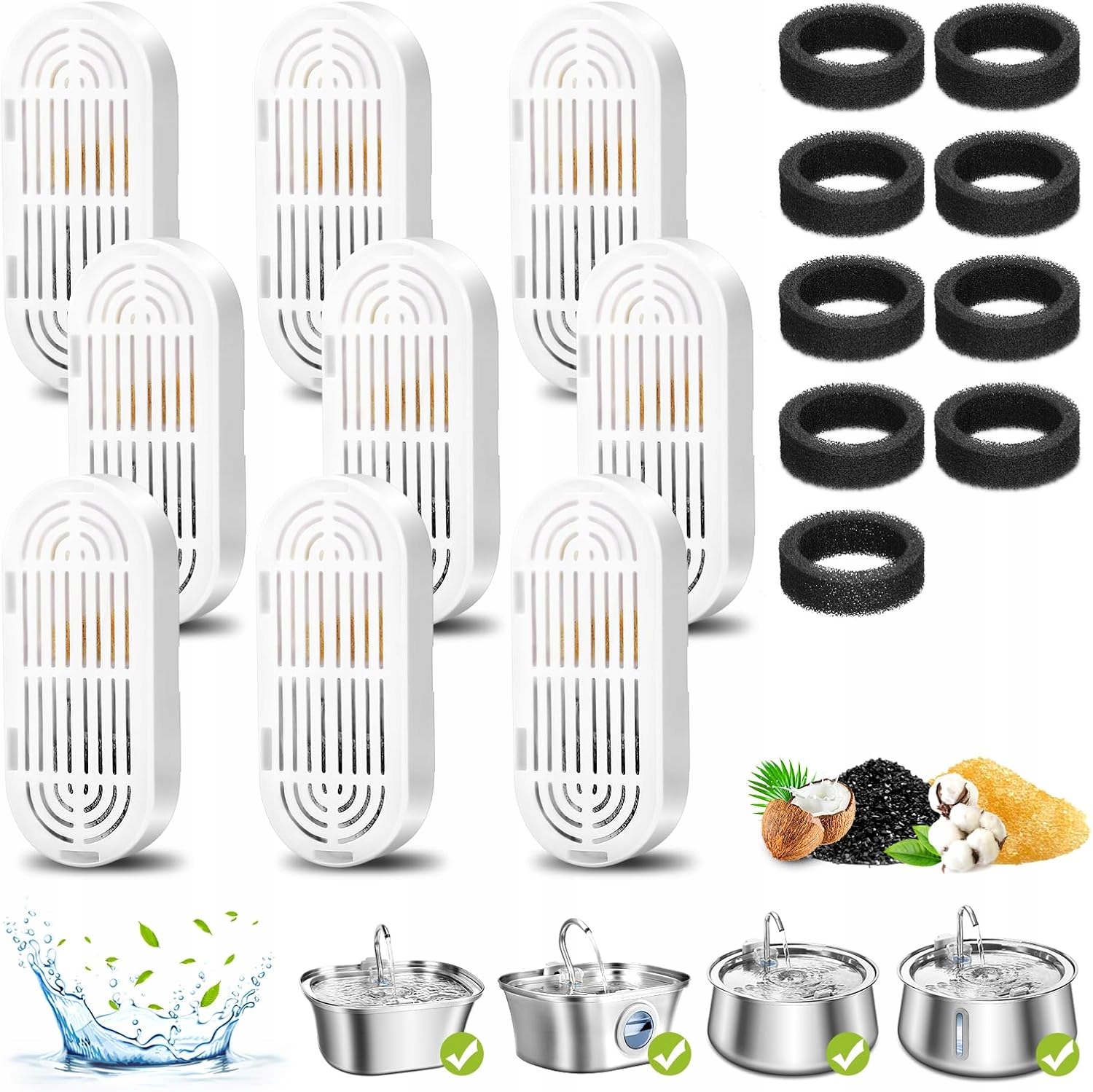 Levně Filtry do fontány pro kočky, 9 kusů Mukkela