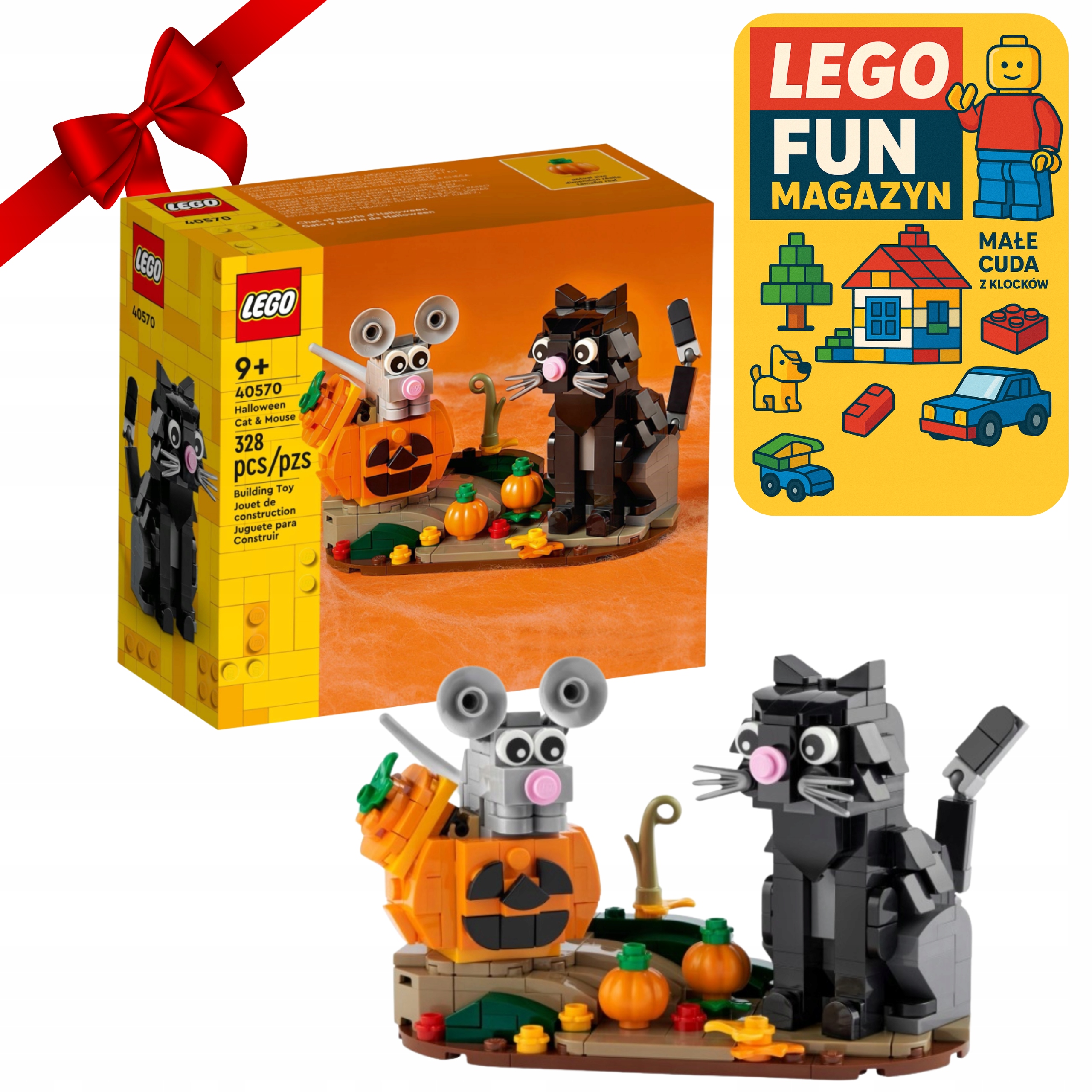 Lego Halloween Kot i Mysz obrotowa scena dyni dekoracja sezon 328 elementy