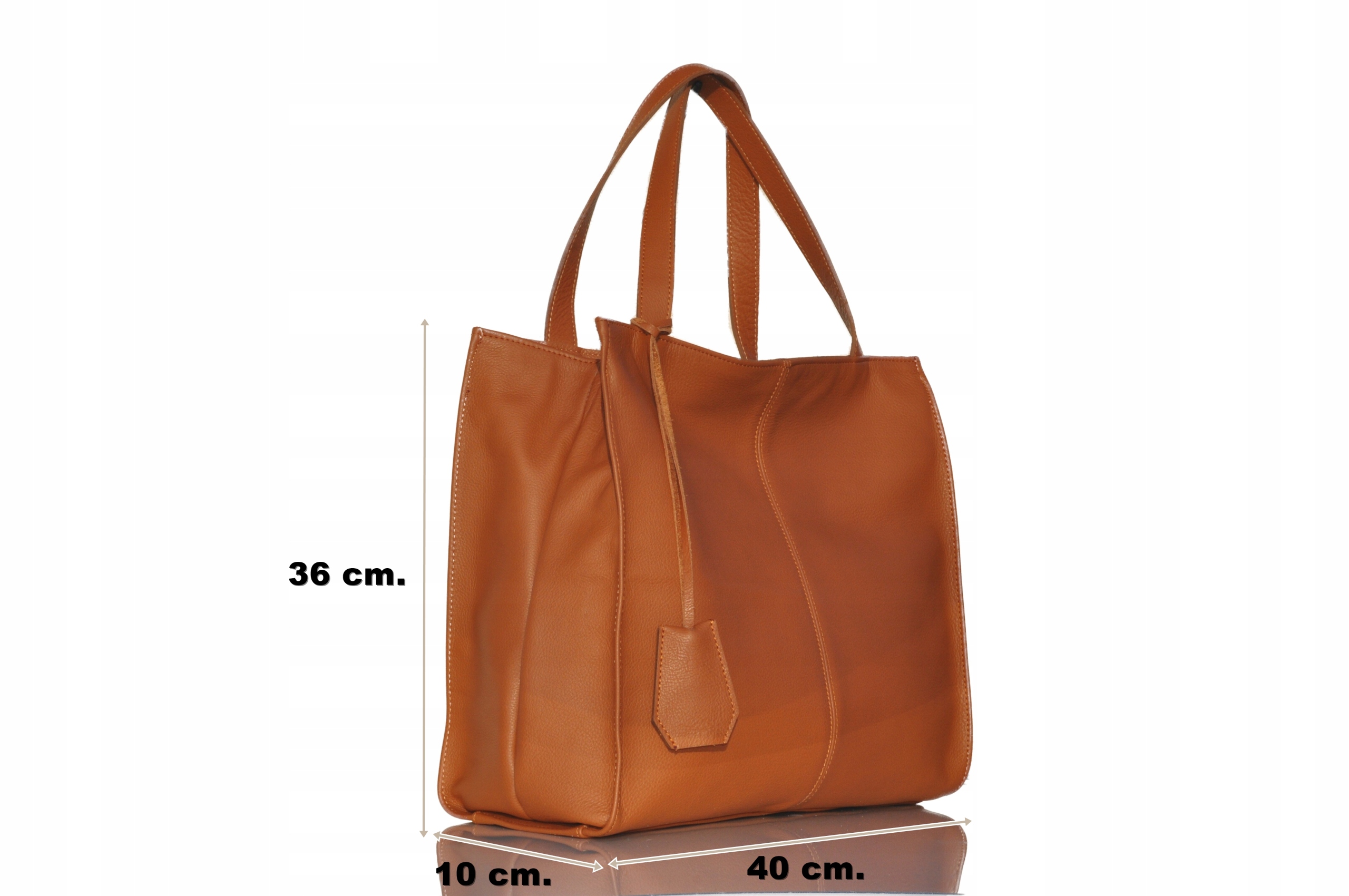 WŁOSKA TOREBKA SHOPPER SKÓRZANA NA RAMIĘ A4 RUDA Kolekcja wiosna-lato 2021