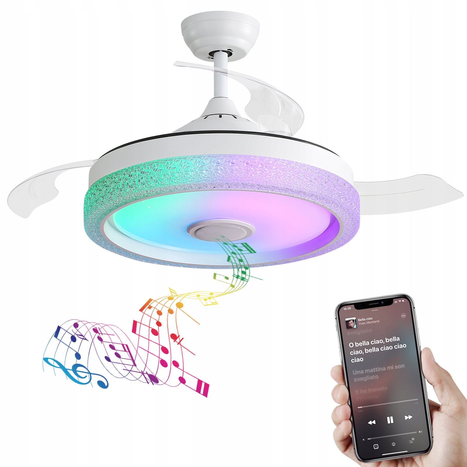 Wentylator sufitowy 42'' Led Rgb 32W DC pilot 3 barwy
