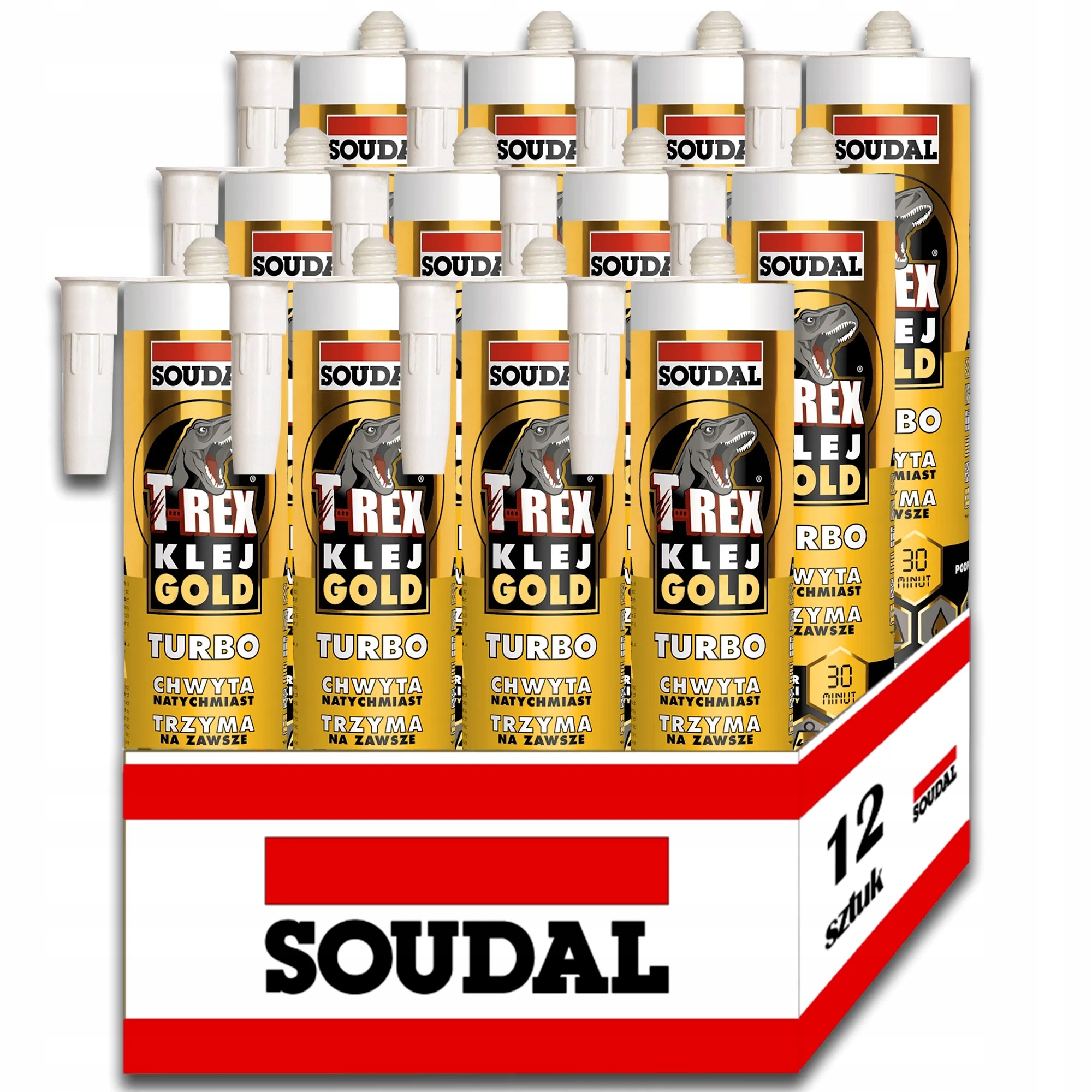 Klej montażowy Soudal T-rex Turbo Gold 290ml 12 sztuk (cały karton)