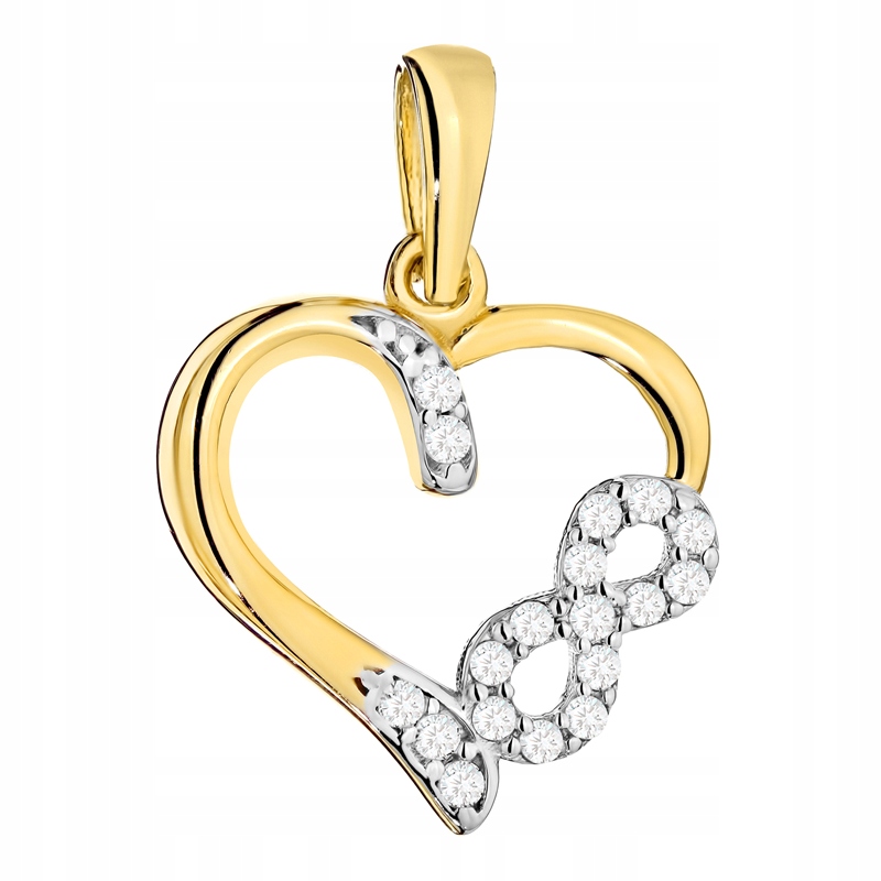 Zlatý Přívěsek Přívěsek pr. 585 Srdce Znamení nekonečna a Zirkony 14k