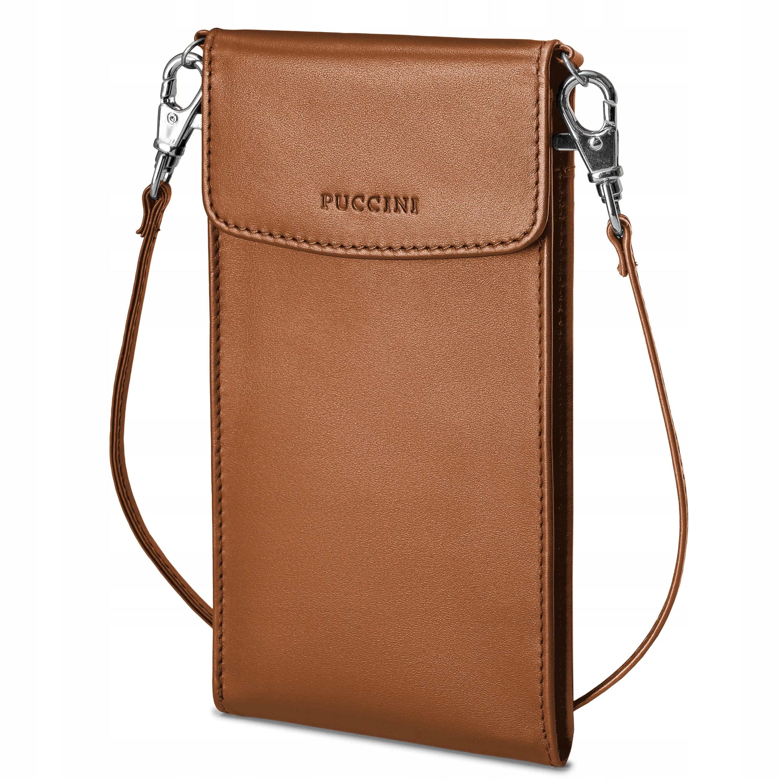 Dámská kožená kabelka na telefon Crossbody Hnědá Puccini VC92525-2B