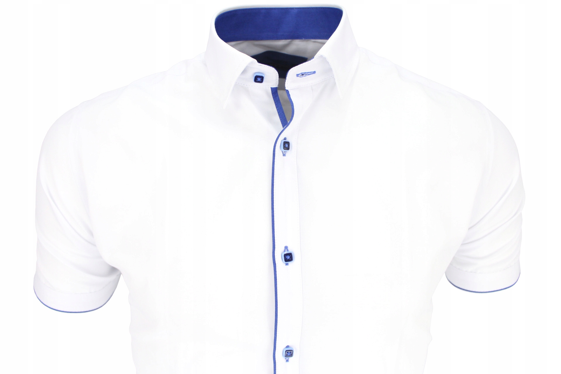 

Koszula męska elegancka biała z niebieskim 829 XL