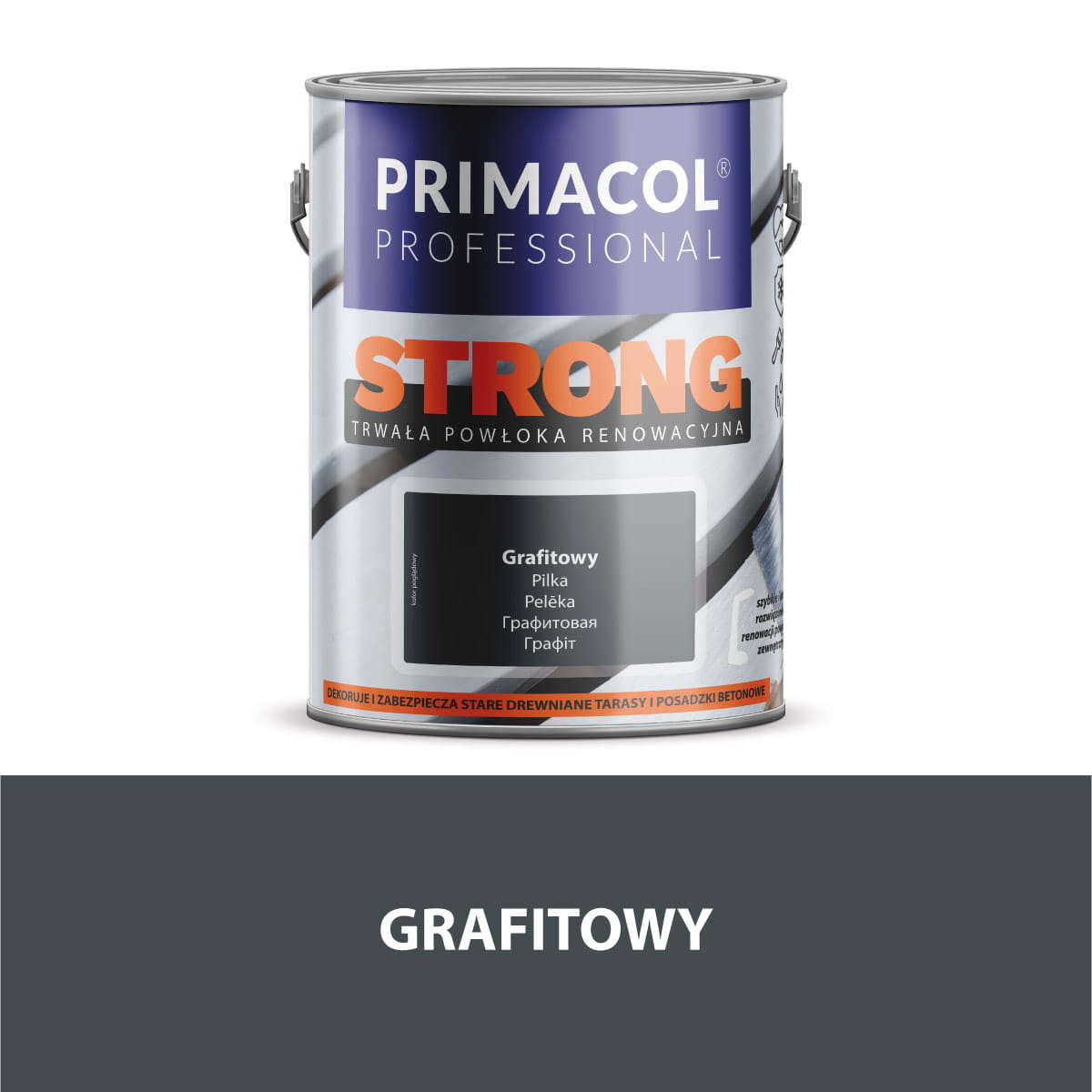 

Strong farba na drewno i beton 2,5l grafitowy